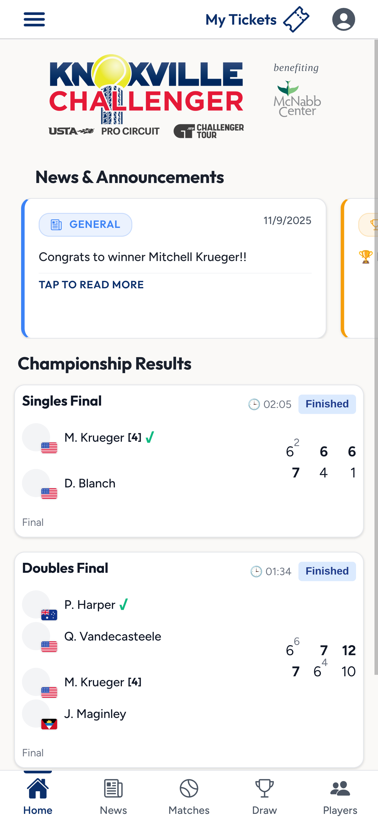 Knox Challenger app — live scores